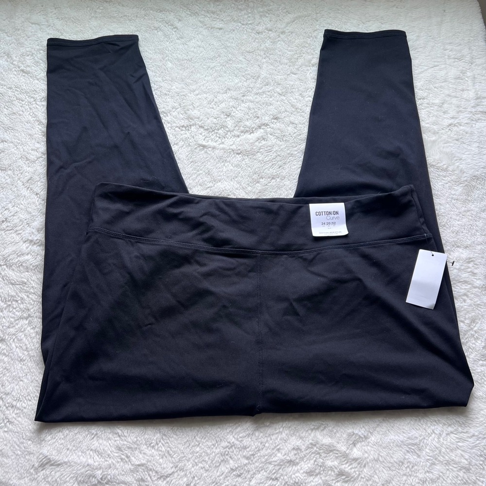 Cotton On Curve Plus Size 20 Black High Rise 7/8 Active Leggings‎ Tights NWT